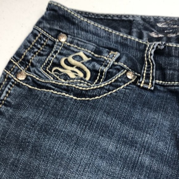 VINTAGE SEVEN7 SKINNY JEANS 29x29 EMBROIDERED POCKETS ❤️ - Picture 4 of 12